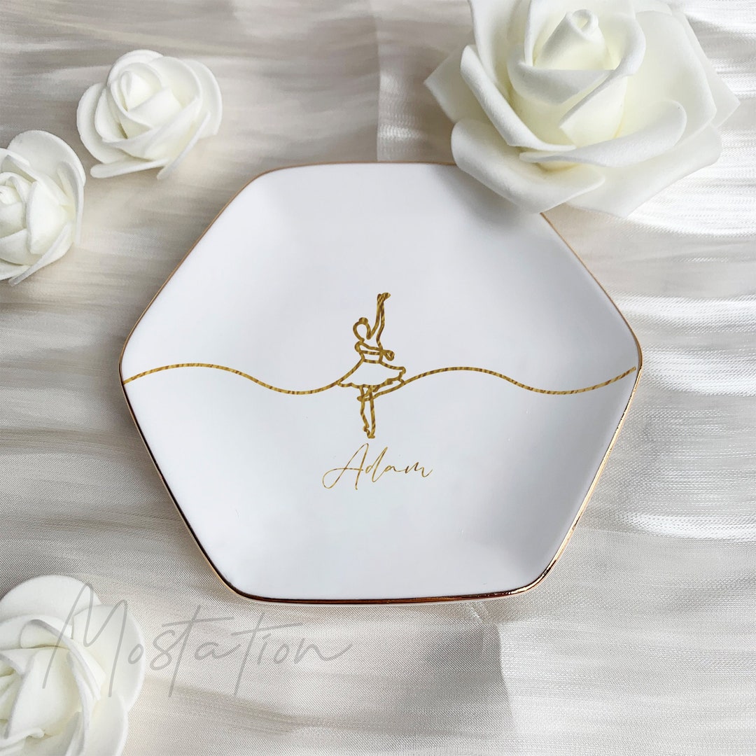 Elegant Ballet Ring Dish, Dance Jewelry Dish, Personalized Name Ring ...