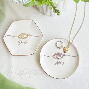 Regalo para oftalmólogo, plato de joyería con nombre personalizado, regalo de graduación de optometría para ella, bandeja de anillos personalizada para oftalmólogo
