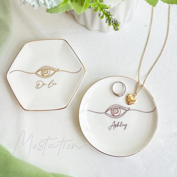 Eye Doctor Gift, Custom Name Jewelry Dish, Optometry Graduation Gift for Her, Personalized Ring Tray for Ophthalmologist