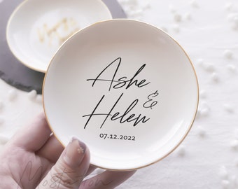 Personalized Wedding Jewelry Dish Bride Ring Dish Custom Engagement Jewelry Dish Dish Bride Trinket Dish Gift For Her Couple Engagement _MSP