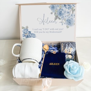 Navy Blau Blume Hochzeit Gfit Box, Brautjungfer Vorschlag Box, Danke Geschenk für sie, Bachelorette Party Favors, Firmengeschenk