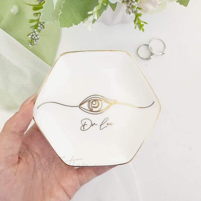 Eye Doctor Gift, Custom Name Jewelry Dish, Optometry Graduation Gift for Her, Personalized Ring Tray for Ophthalmologist image 3