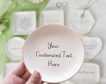 Personalized Text/Photo JEWELRY DISH, Design Your Own Ring Dish, Custom Phrases Trinket Dish Gift, Bulk Team Gifts, Wedding Favors _MSP