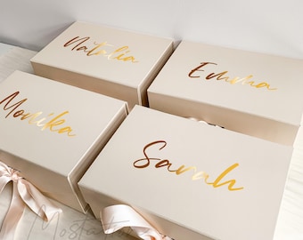 Personalized Empty Gift Boxes, Wedding Favor Boxes, Bridesmaid Box Empty, Custom Gift Box, Design Your Own Box, Beige Color Gift Box