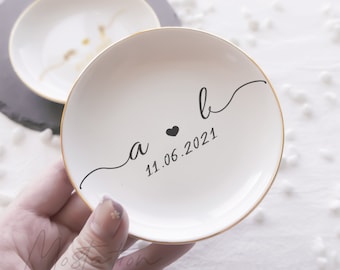 Wedding Ring Dish Personalized Engagement jewelry dish Custom Initial Ring Dish Newly Engaged Gift Bridal Shower Gift Initial Holder_MSP