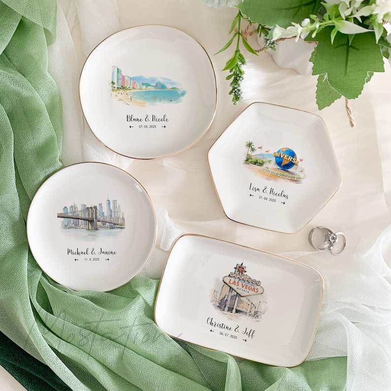 Destination Wedding Ring Dish, Amalfi Coast Wedding Jewelry Holder, Italy Wedding Favors, Wedding Location Keepsake, Engagement Gift image 10