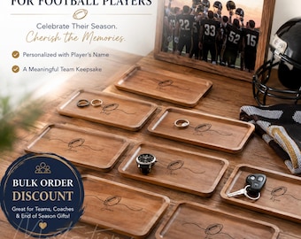 Personalized Football Player Gift, Custom Name Wooden Tray, Football Team Keepsake, End of Season Gift, Senior Night Gift, Bulk Team Gifts