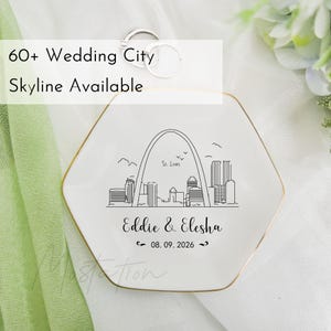 Personalized Skyline Jewelry Dish, Las Vegas Wedding Keepsake, New York City Skyline Jewelry Dish, Trinket Plate, Ddestination Wedding Gift