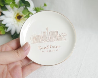 Personalized Skyline Jewelry Dish, Las Vegas Wedding Ring Dish, City Trinket Dish, 1st Anniversary Gift, New York City Skyline Gift_MSP