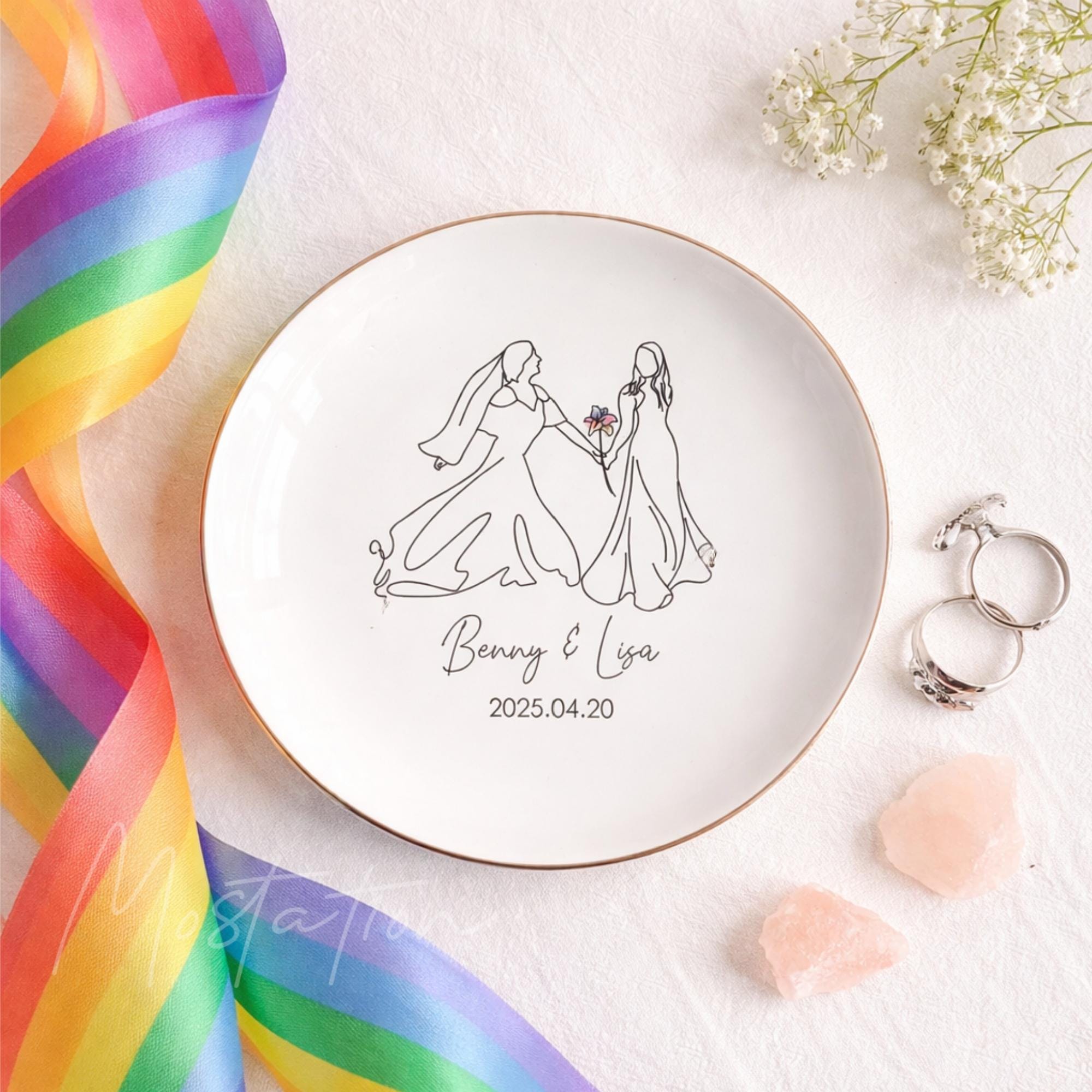 Lesbian Wedding Ring Dish, LGBTQ Wedding Gift, Custom Name Jewelry Dish Lesbian Wedding Ring Dish, LGBTQ Wedding Gift, Custom Name Jewelry Dish