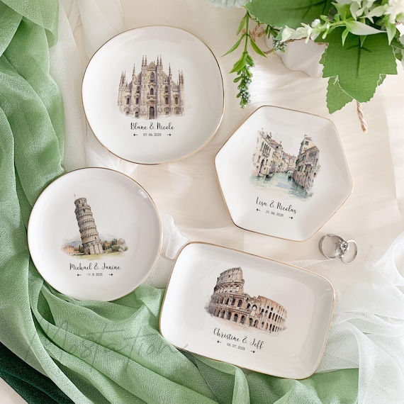 Destination Wedding Ring Dish, Amalfi Coast Wedding Jewelry Holder, Italy Wedding Favors, Wedding Location Keepsake, Engagement Gift