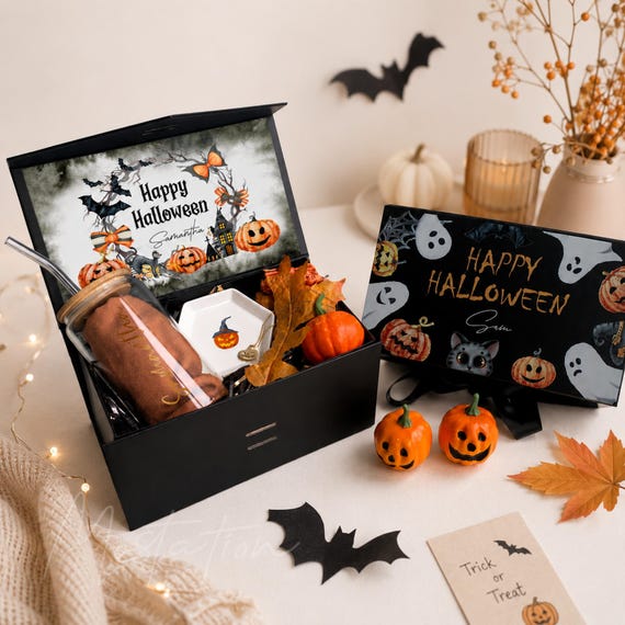 Personalized Halloween Gift Box for Her, Custom Halloween Gift Set, Spooky Gift Basket, Halloween Care Package, Best Friend Gift