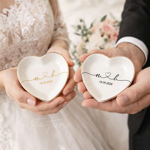 Personalized Initial Ring Dish, Couple Jewelry Dish, Engagement Gift, New Home Gift, Wedding Trinket Dish, 1st Anniversary Gift
