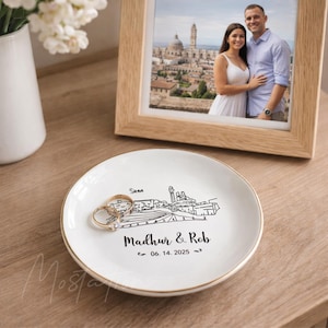 Personalized Italy City Skyline Jewelry Dish, Destination Wedding Gift, Custom Skyline Ring Dish, Honeymoon Keepsake, Travel Memory Gift