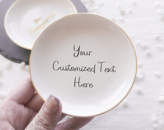 CUSTOM Text RING DISH, White Ceramic Jewelry Dish, Design Your Own Ring Dish, Personalized Phrases/Letters/Words Trinket Dish Gift_MSP