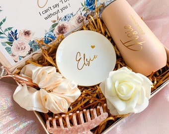 Blue Floral Wedding Bridesmaid Gift Box, Pink Gift Box With Tumbler, Assembled Gift Box Gift, Maid of Honor Proposal Box _MSP2