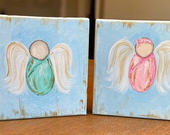 Hand Painted Angel Baby Canvas