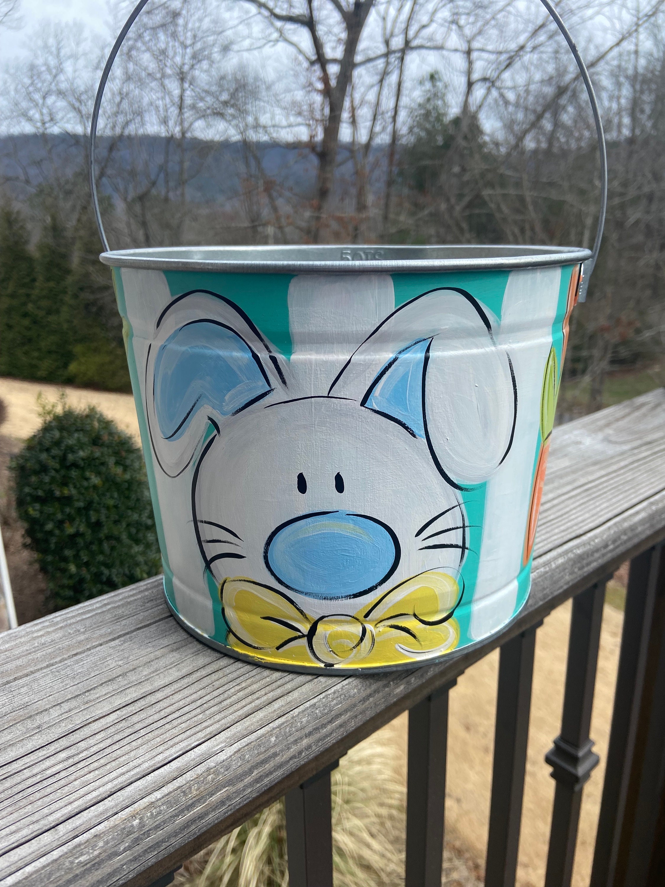 Hand Painted Easter Bucket Personalized Easter Bucket Girl Easter