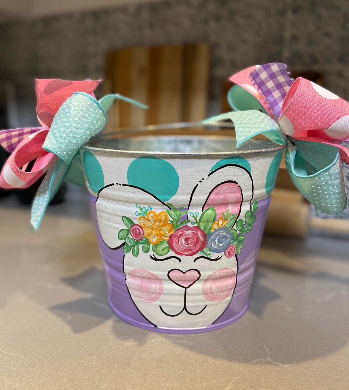 Hand Painted Easter Bucket Personalized Easter Bucket Girl Easter