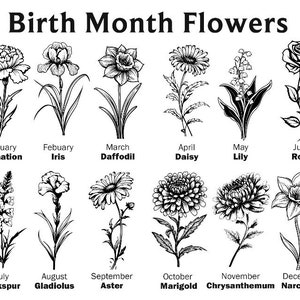 Hand Painted Birth Month Flowers Canvas, Mother's Day Gift image 3