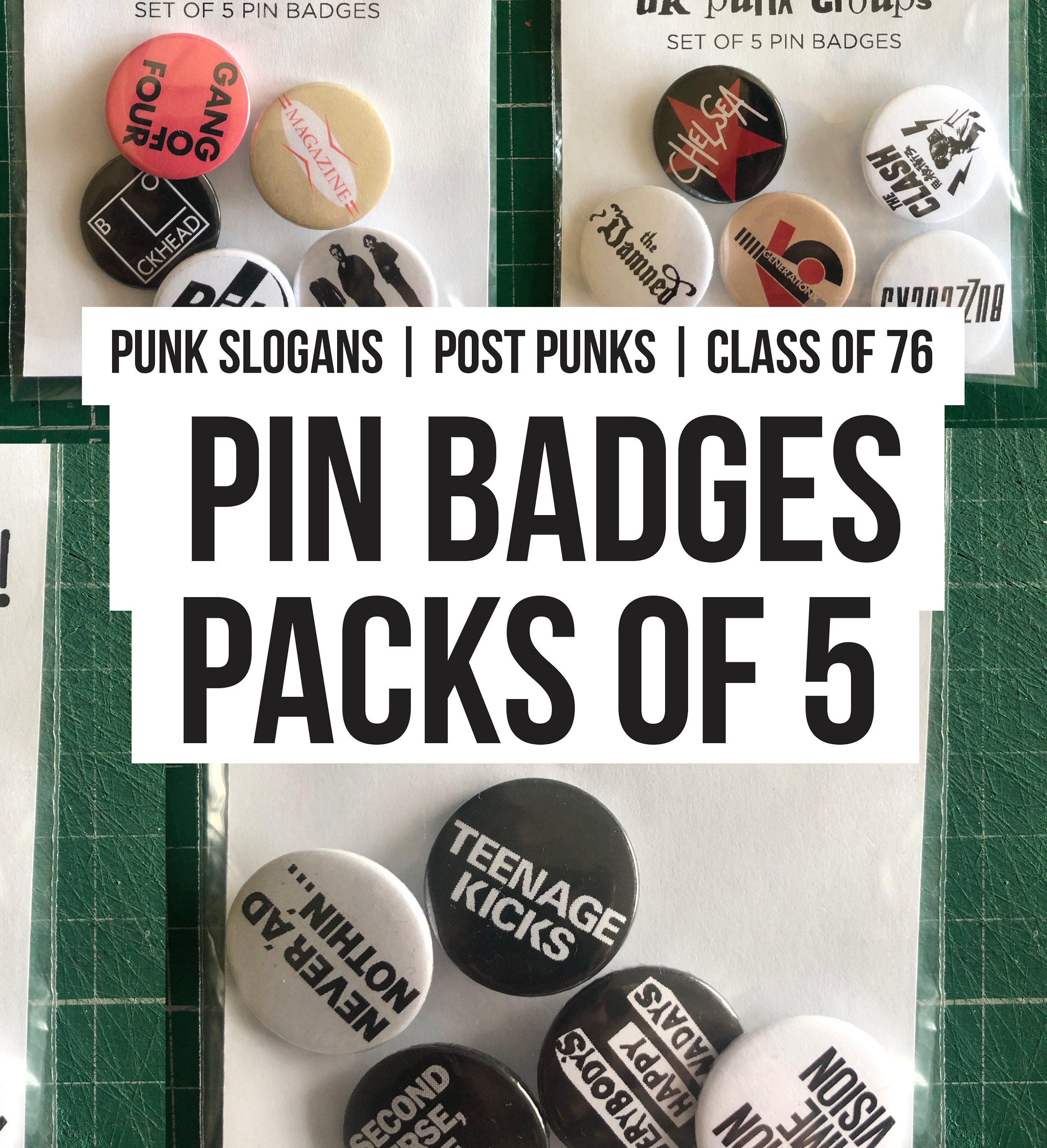 Punk Pins! Class of 76, Post-punk & Punk Slogans - Etsy
