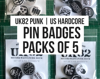 UK82 Punk, US Punk & Hardcore Nålmärken - set om 5
