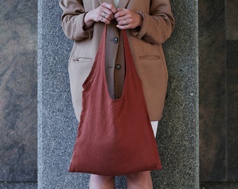Handmade Rusty Linen Tote Bag - Eco-Friendly & Stylish