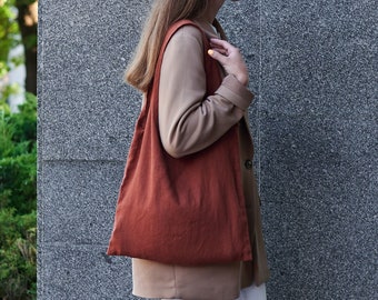 Terracotta Linen Bag - Minimalist, Eco-Friendly, Handmade