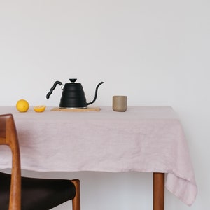 Pink linen tablecloth,Available in many sizes,Linen tablecloth rectangle,Table linen,Washed linen tablecloth,Handmade linen tablecloth image 1