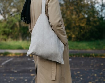 Linnen tote bag, Zero waste bag, Linnen tote klein, Kleine tote bag, Tote bag met riem, Tote bag voor boodschappen / Eco vriendelijke tas, Minimalistische