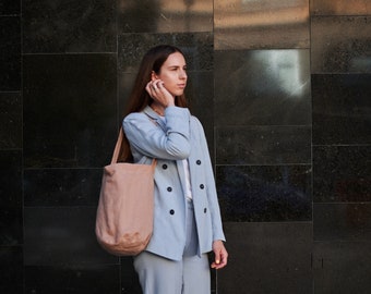 Beige linnen emmer tas,Beschikbaar in andere kleuren, Linnen tas, Linnen boodschappentas, Linnen boodschappentas, Natuurlijke linnen tas, Herbruikbare tas