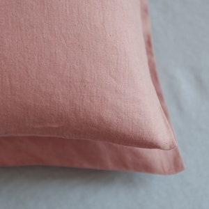 Pink pillow cover set,Salmon pink pillow,Minimalist bedding,Natural linen pillow,Large pillow covers,Pillow cover 26x26,Minimal pillow image 6