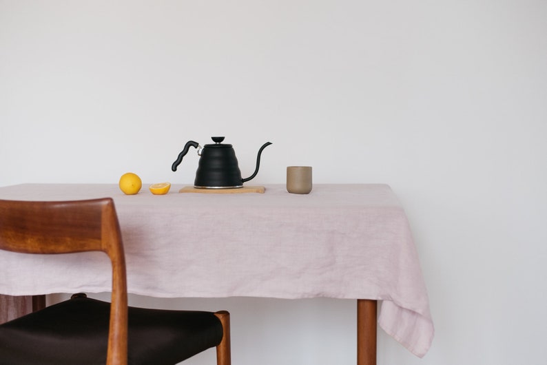 Pink linen tablecloth,Available in many sizes,Linen tablecloth rectangle,Table linen,Washed linen tablecloth,Handmade linen tablecloth image 1