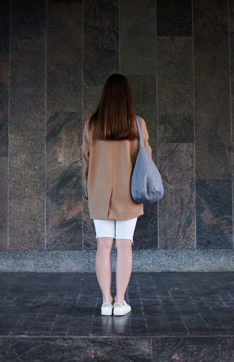 Linen tote bag,Available in other colors,Linen bucket bag,Bucket bag,Shopping bag,Grocery bag,Minimal shopping bag,Eco friendly bag image 4