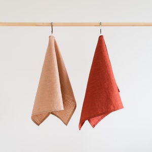2er-Set Leinentücher, auch in anderen Farben erhältlich, Beige Leinentücher, Terrakotta Leinentücher, natürliches Leinentuch, 2er-Set Leinentücher