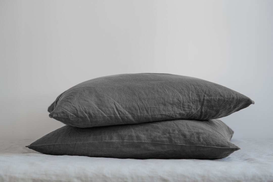Set of 2 Dark Gray Pillow Covers,minimalist Bedroom,gray Pillow Cover