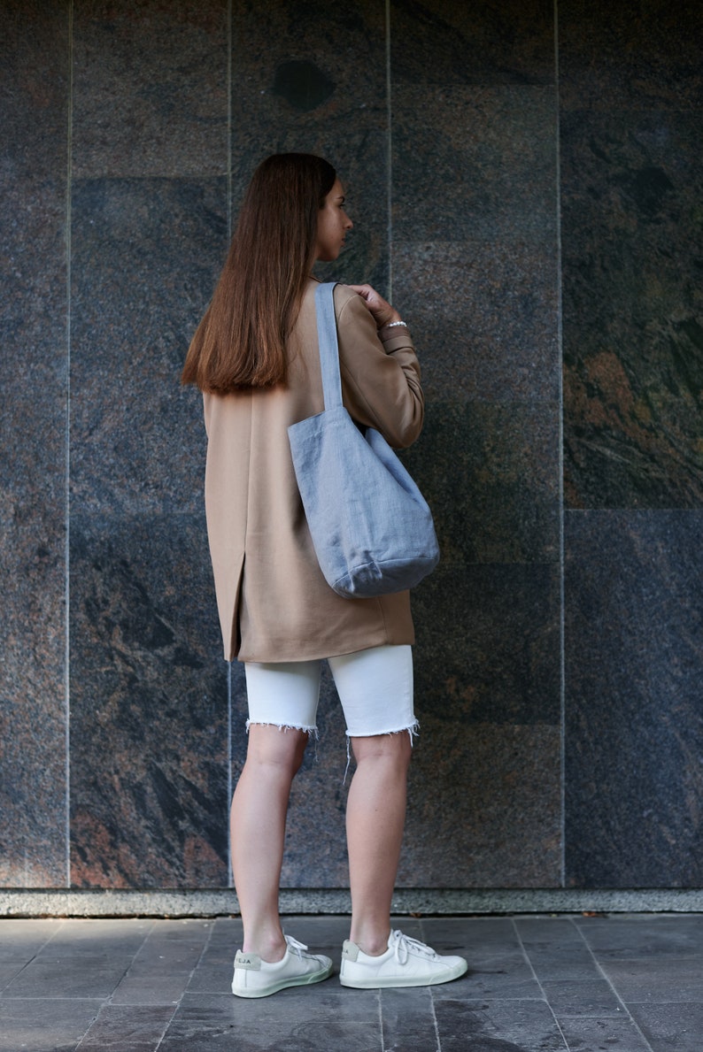 Linen tote bag,Available in other colors,Linen bucket bag,Bucket bag,Shopping bag,Grocery bag,Minimal shopping bag,Eco friendly bag image 1