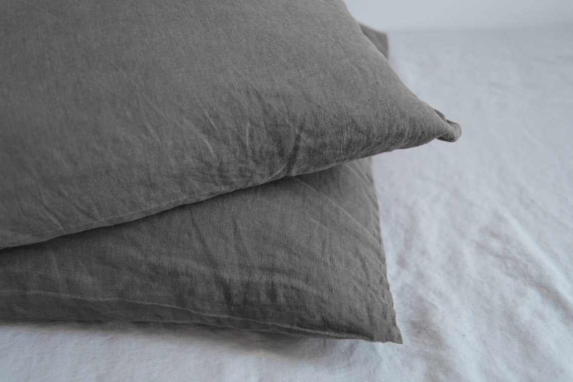 Set of 2 Dark Gray Pillow Covers,minimalist Bedroom,gray Pillow Cover