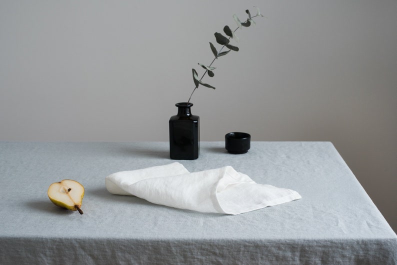 White linen napkins set,Linen napkins set,Soft linen napkins,Washed linen napkins,Minimalist image 1