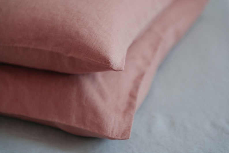 Pink pillow cover set,Salmon pink pillow,Minimalist bedding,Natural linen pillow,Large pillow covers,Pillow cover 26x26,Minimal pillow image 4