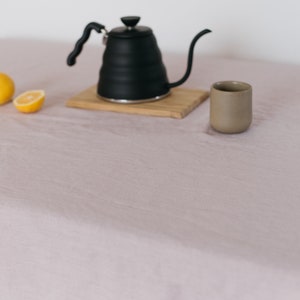 Pink linen tablecloth,Available in many sizes,Linen tablecloth rectangle,Table linen,Washed linen tablecloth,Handmade linen tablecloth image 3