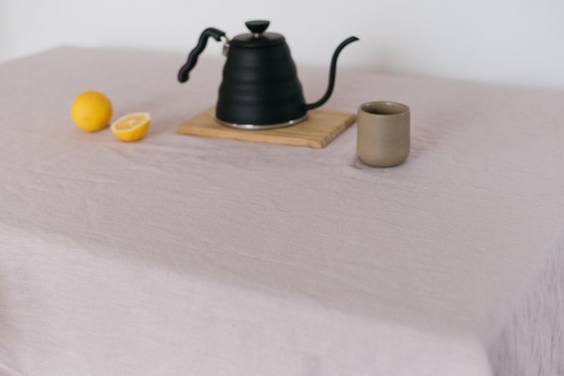 Pink linen tablecloth,Available in many sizes,Linen tablecloth rectangle,Table linen,Washed linen tablecloth,Handmade linen tablecloth image 3