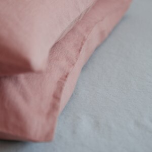 Pink pillow cover set,Salmon pink pillow,Minimalist bedding,Natural linen pillow,Large pillow covers,Pillow cover 26x26,Minimal pillow image 5