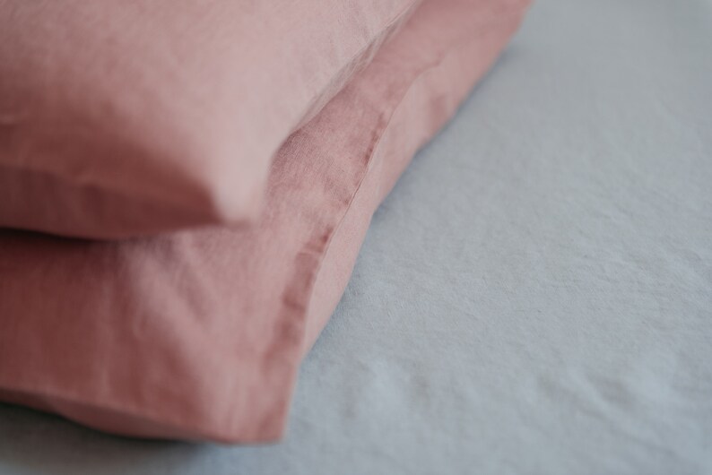 Pink pillow cover set,Salmon pink pillow,Minimalist bedding,Natural linen pillow,Large pillow covers,Pillow cover 26x26,Minimal pillow image 5