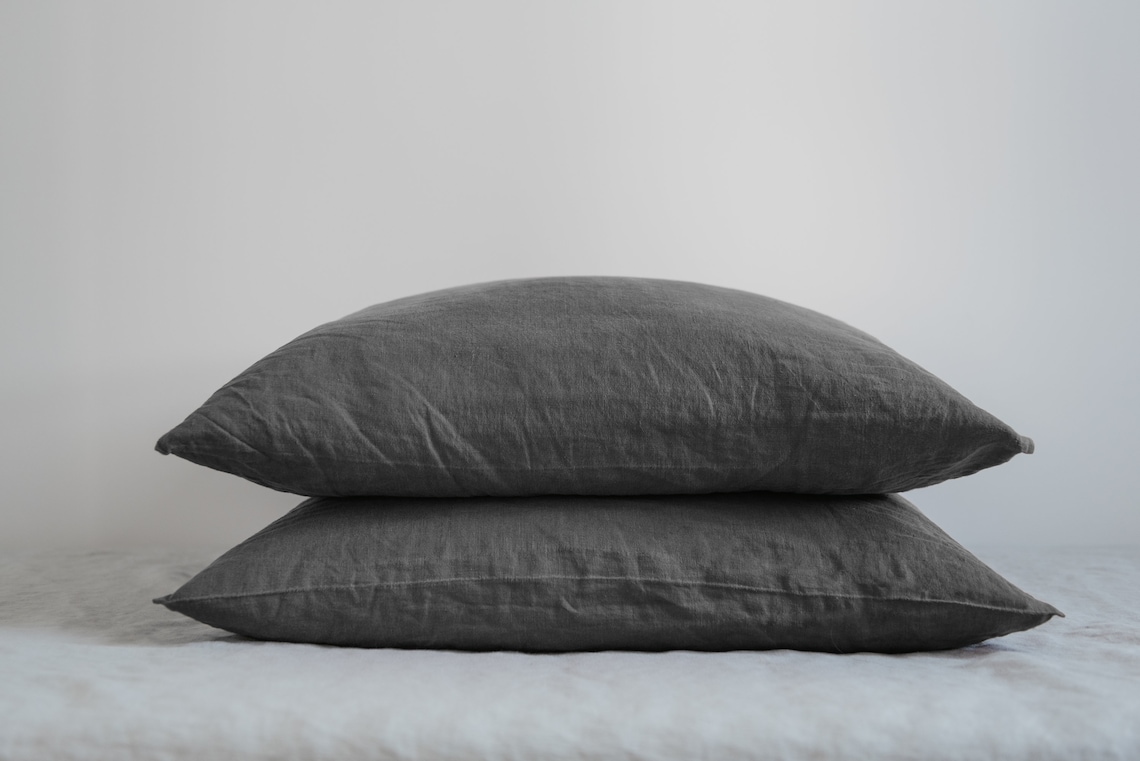 Set of 2 Dark Gray Pillow Covers,minimalist Bedroom,gray Pillow Cover