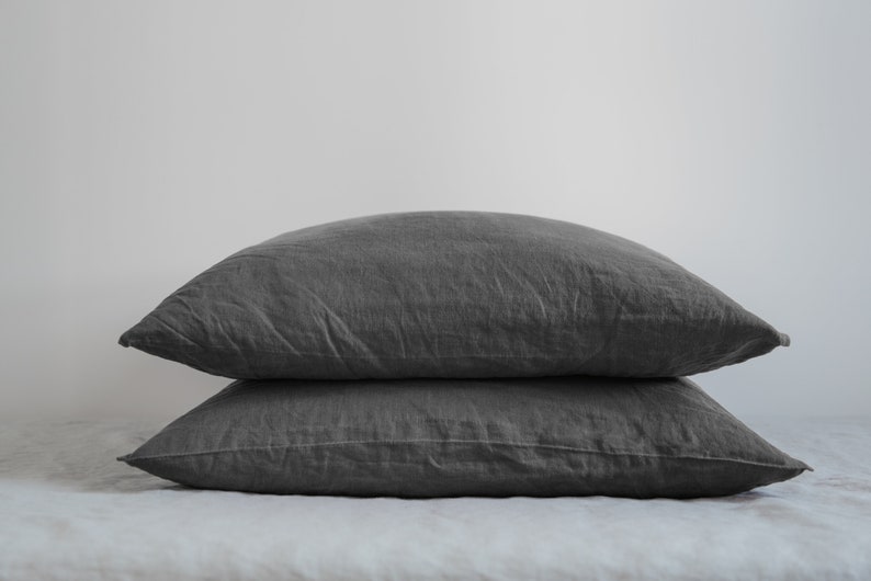Set of 2 Dark Gray Pillow Covers,minimalist Bedroom,gray Pillow Cover