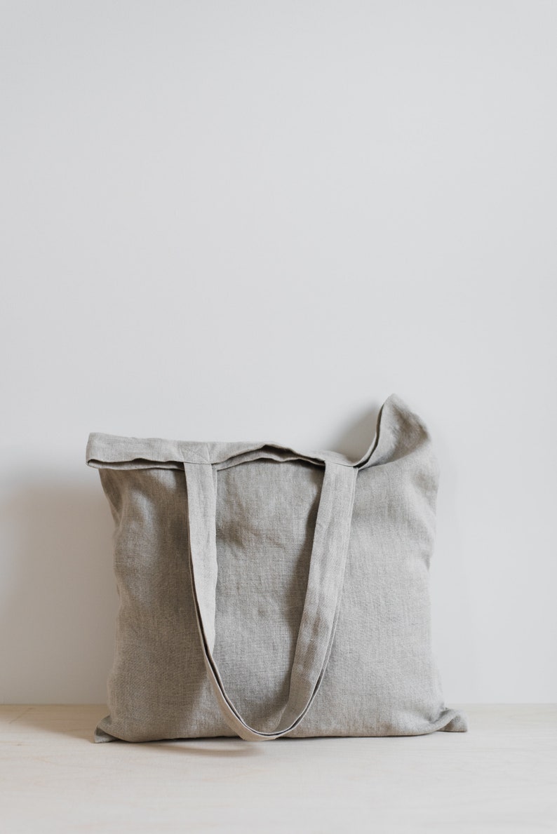 Foldable shopping bag,Shopper bag,Linen tote bag,Grocery bag,Minimal shopping bag,Folding bag / No waste bag / Reusable tote bag,Minimalist image 1