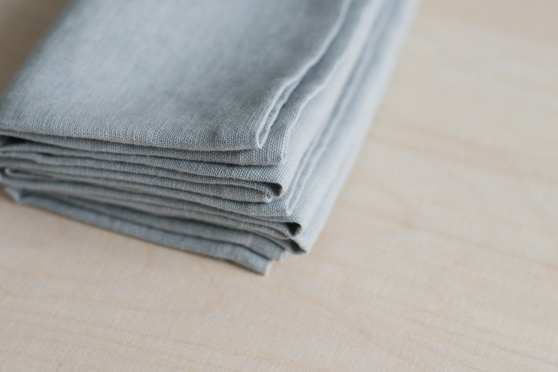 Light Gray Linen Napkins Setwashed Linen Napkinslinen Etsy