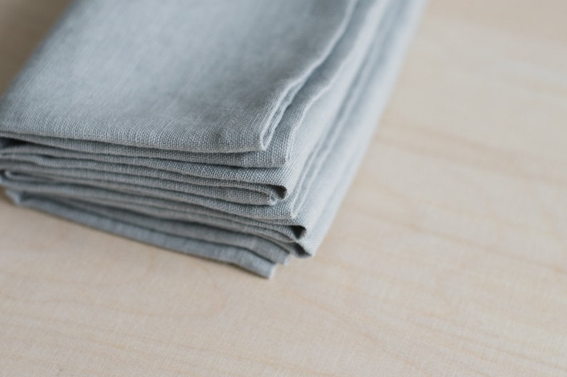 Light Gray Linen Napkins Setwashed Linen Napkinslinen Etsy