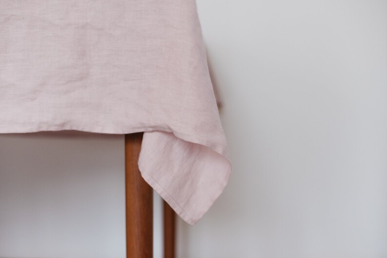 Pink linen tablecloth,Available in many sizes,Linen tablecloth rectangle,Table linen,Washed linen tablecloth,Handmade linen tablecloth image 4